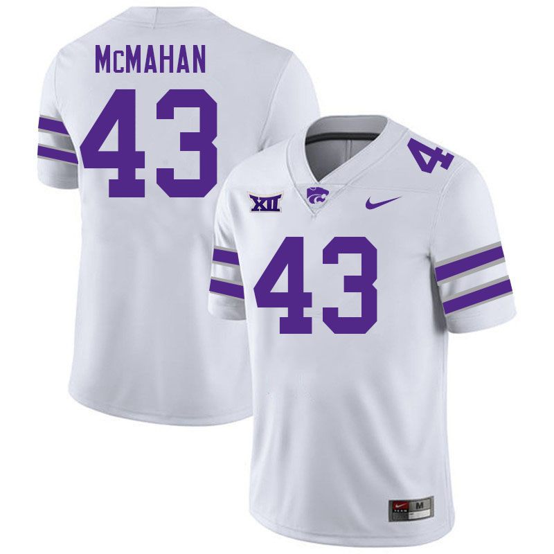 Kansas State Wildcats #43 Kaden Mcmahan College Football Jerseys Stitched-White